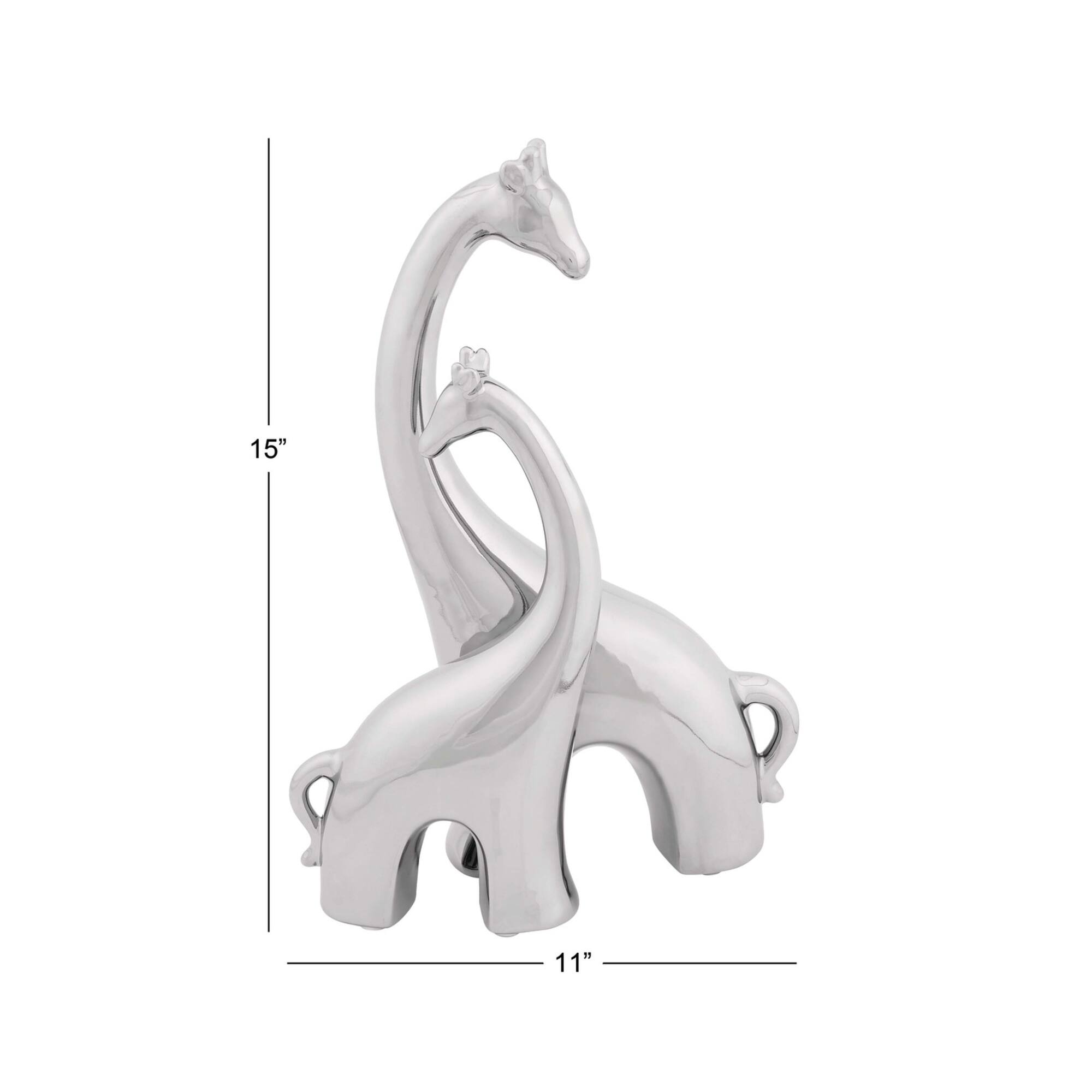 15" Silver Ceramic Contemporary Giraffe Sculpture